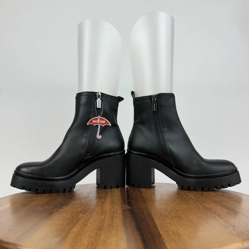 New Womens Blondo Raquel Waterproof Black Leather Chelsea Boots Size 6.5‎ M NWOB